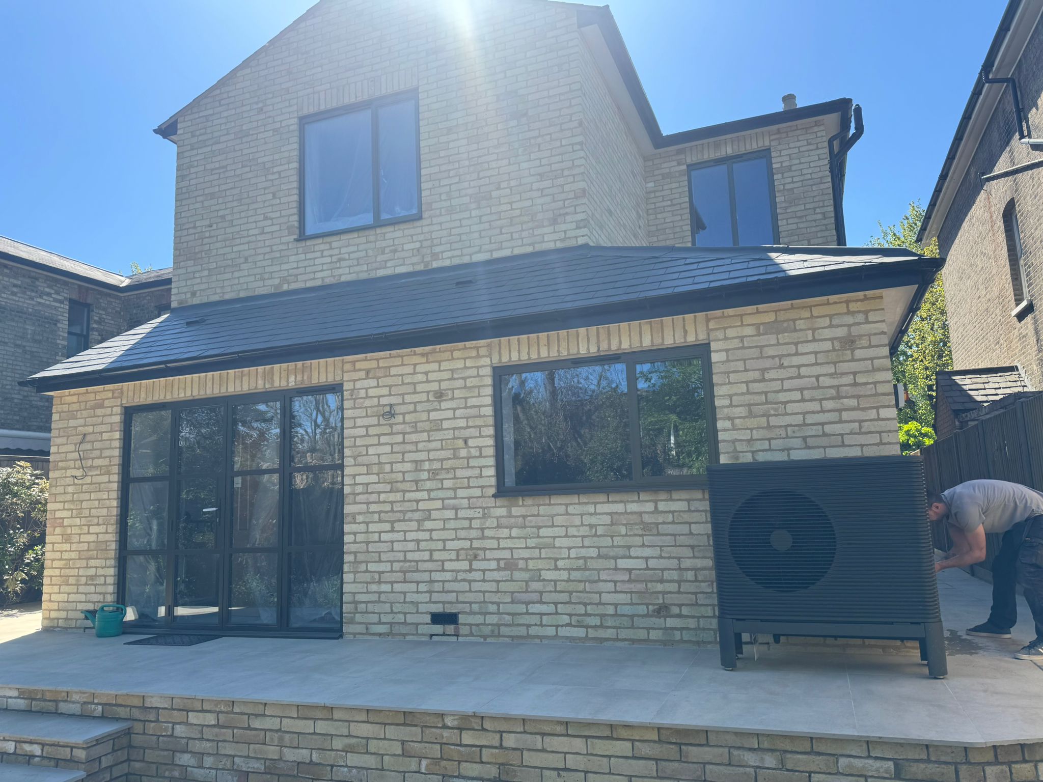 Tight shot of finished extension and patio